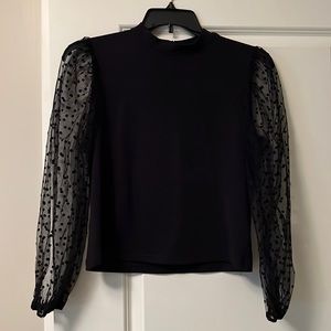 Black top with sheer sleeves - Size XL